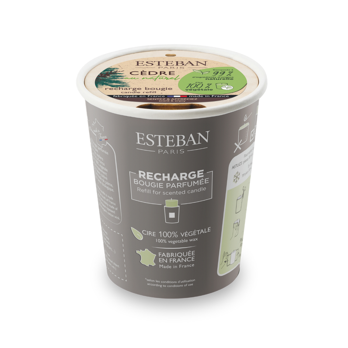 Nachfüllpackung für Duftkerzen – Natürliches Cèdrenholz – 180 g
