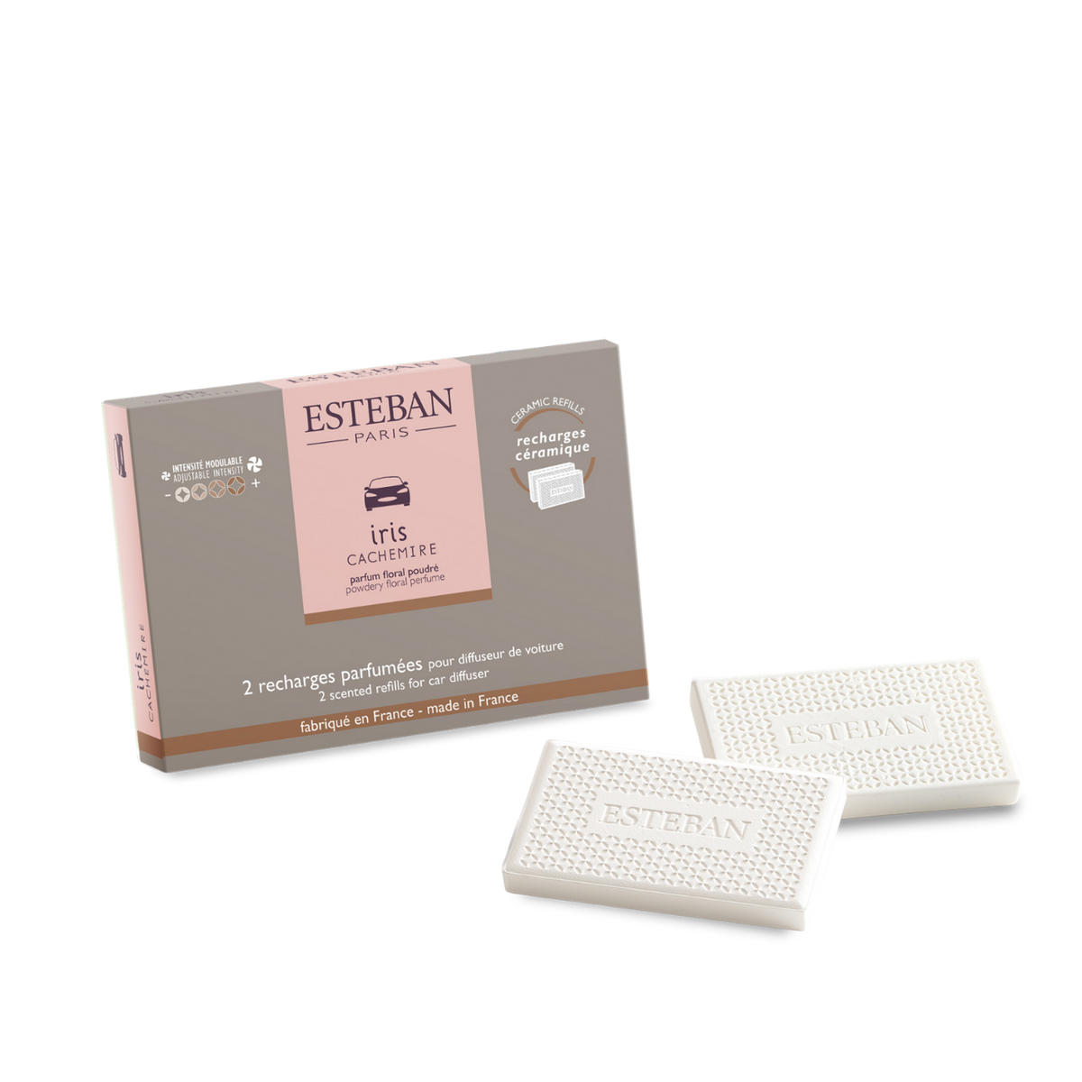 Nachfüllpackung und Duftbeutel für Autodiffusor – Iris Cashmere