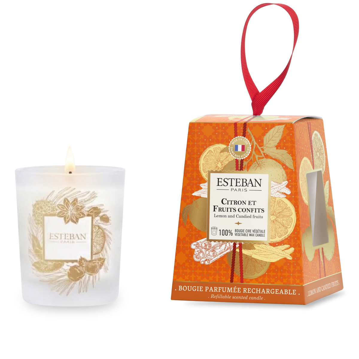 Candela-Parfum Naturale – Limone und Frutta Candita – Edizione Limitata di Natale – Ricaricabile – 180 g