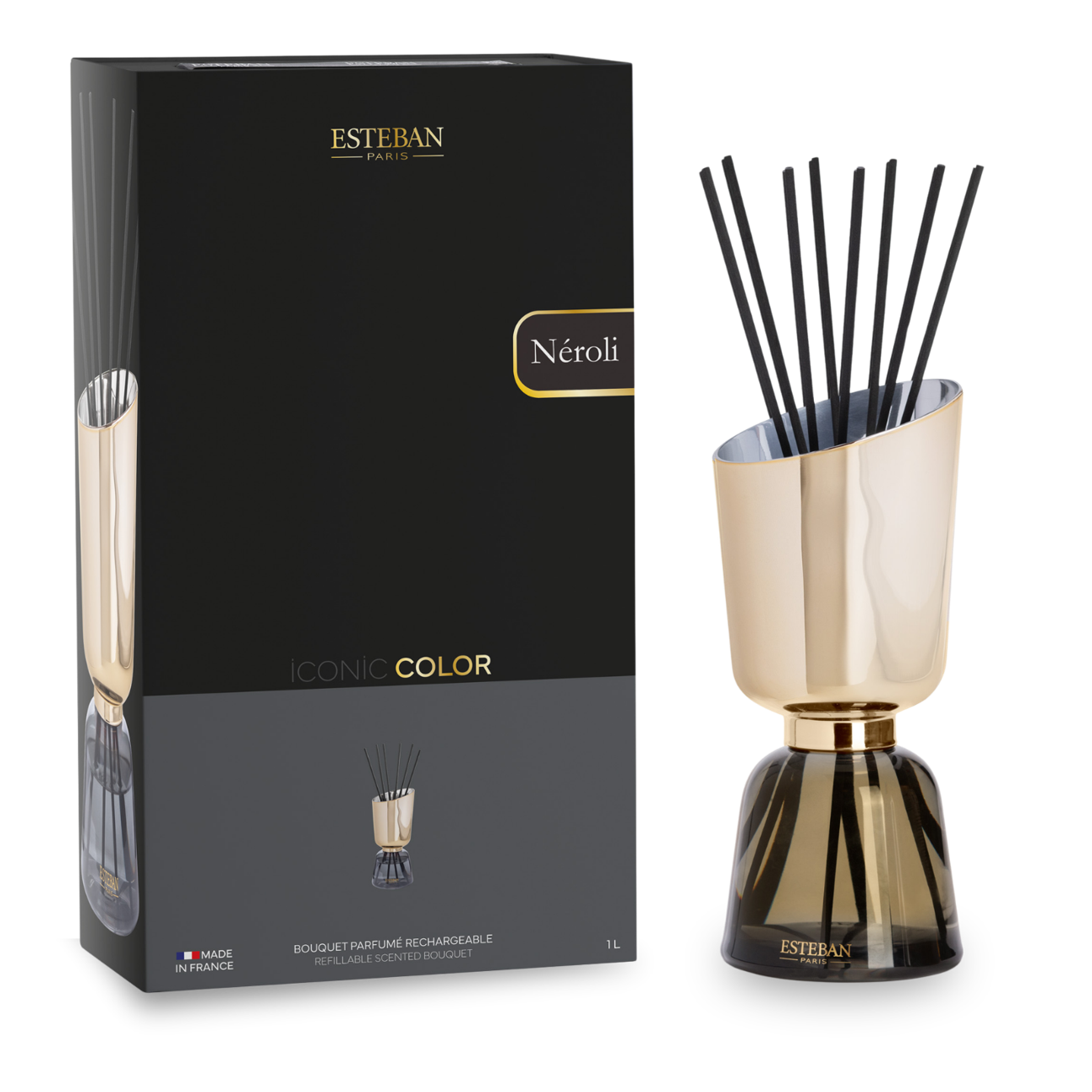 Bouquet parfumé Esteban Iconic Color Néroli 1L noir et doré